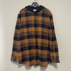 WindRiver Mens Long Sleeves Hooded Flannel Shirt Size 2XL